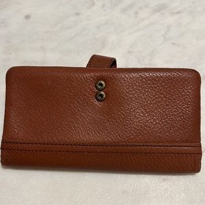 Fossil Pebbled Leather Cognac ID Clutch Wallet Bifold